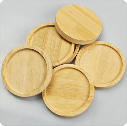 6Pcs 2.5” Bamboo Plant Saucer, Round Pot Tray for Indoor Planters, Succulent Holder Drainage Tray, Versatile Coaster Set for Home Office Decor