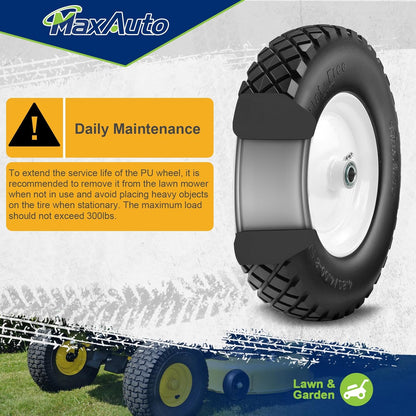 MaxAuto Wheelbarrow Tire 4.80 4.00-8 Flat-Free 4.80/4.00-8 Tire and Wheel w/Grease Fitting, 3" Centered Hub, 3/4" Bearings, 4.80 4.00-8 Tires for Hand Truck, Trolley, Garden Cart, Wagons