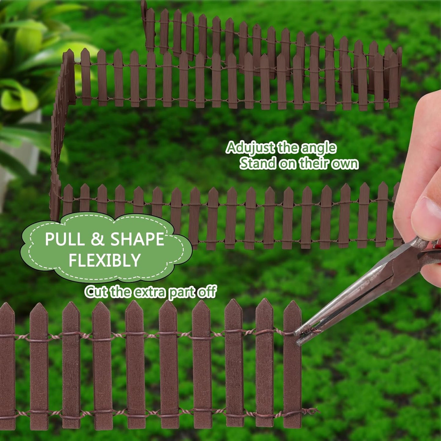 Kigley 6 Pcs 40 Inch Fairy Fence Wood Miniature Garden Picket Fence Decorations for DIY Plant Pot House Home Dollhouse Outdoor Diorama Project(Brown)