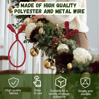 Shappy 24 Pieces Christmas Garland Banister Ties Christmas Decorative Reusable and Flexible Twist Ties for Garland, Banister Home Decoration (Burgundy)