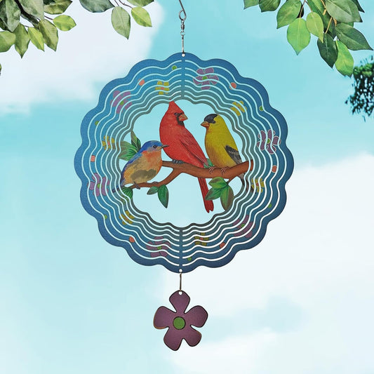 Birds Wind Spinner,Metal Wind Spinners for Outdoor,3D Double Sided Hanging Decor for Indoor,Outdoor,Unique Gifts for Women