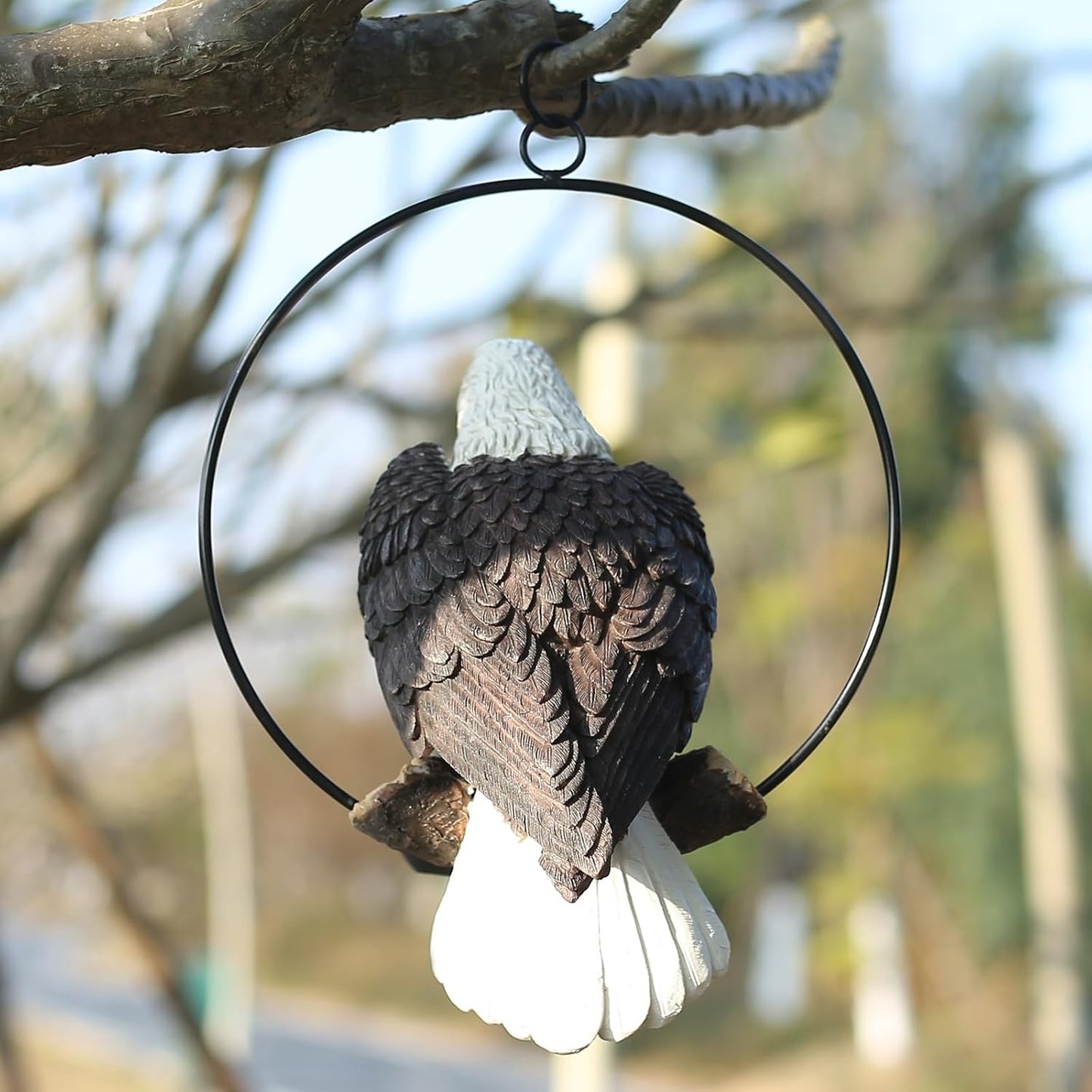 American Bald Eagle Statue with Solar Light - 11.81-inch Yard Art Resin Bald Eagle Decoration,for Patio, Garden, Lawn,Bald Eagle Gifts for Men