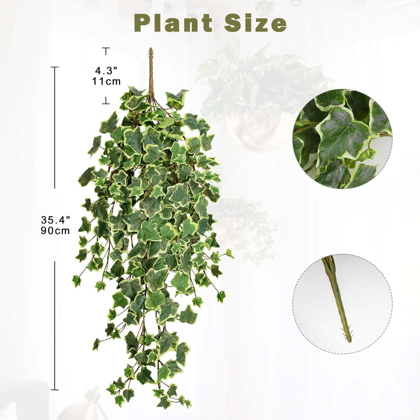 Hollyone 2pcs Artificial Hanging Plants 35.4" Fake Ivy Vine Faux Ivy Leaves Fire and UV Resistant Hanging Plant Wall Greenery for House Room Patio Indoor Outdoor Home Shelf Office Wedding Decor
