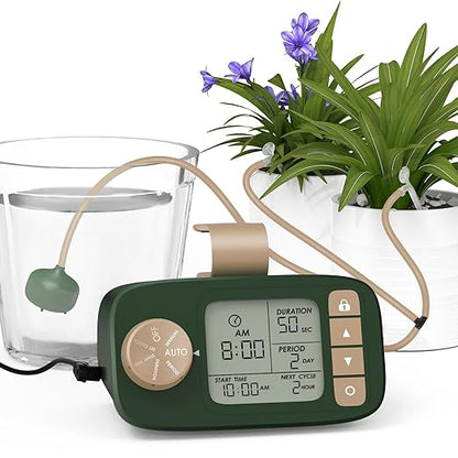 Automatic Watering System for 15 Potted Plants, DIY Plant Watering Devices，Drip Irrigation System with 30-Day Programmable Water Timer, LED Display and Power Supply