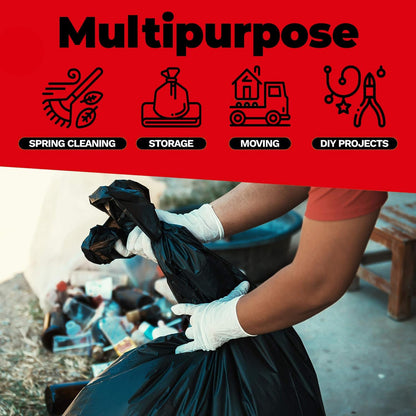 ToughBag 55 Gallon Trash Bags, 2.5 Mil Contractor Bags - 50 Count, Large 55-60 Gallon Trash Can Liners, Black Contractor Garbage Bags, 38 x 58" - Made in USA