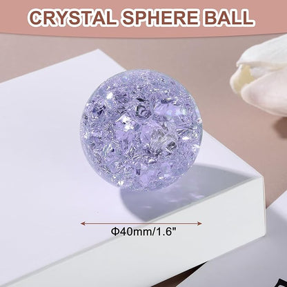 uxcell 40mm/1.6" Crystal Sphere Ball Ice Cracked Glass Solid Decorative Sphere Crystal Ball Prop Ornament for Feng Shui Divination Fortune Telling Tabletop Fountain Decoration, Purple