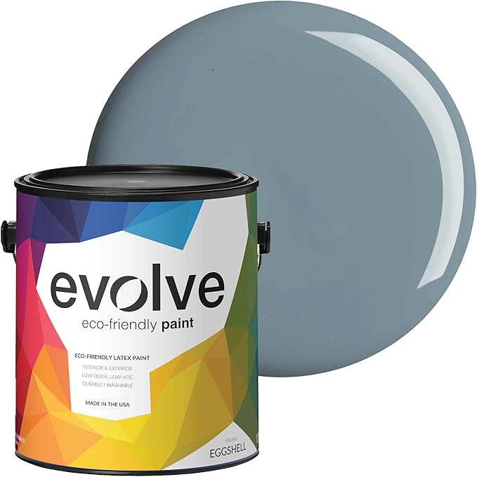 EVOLVE Paint & Primer: Environment-friendly, Eggshell with One-coat Coverage for Interior & Exterior surfaces (River Blue, 1-Gallon)