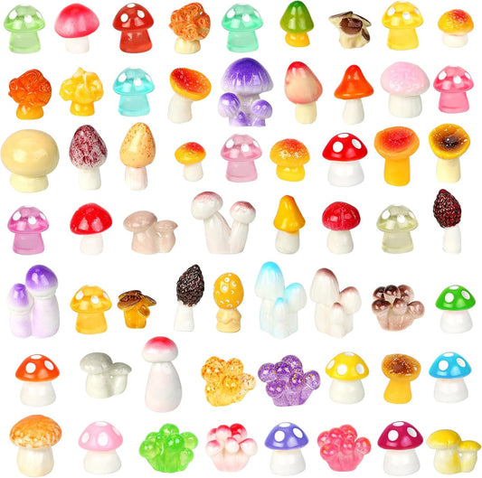 200pcs Mini Mushrooms Tiny Resin Mushrooms Miniature Little Small Mushroom Figures Bulk for for Micro Fairy Garden Landscape Aquarium Accessories Dollhouse Hide Crafts Decor