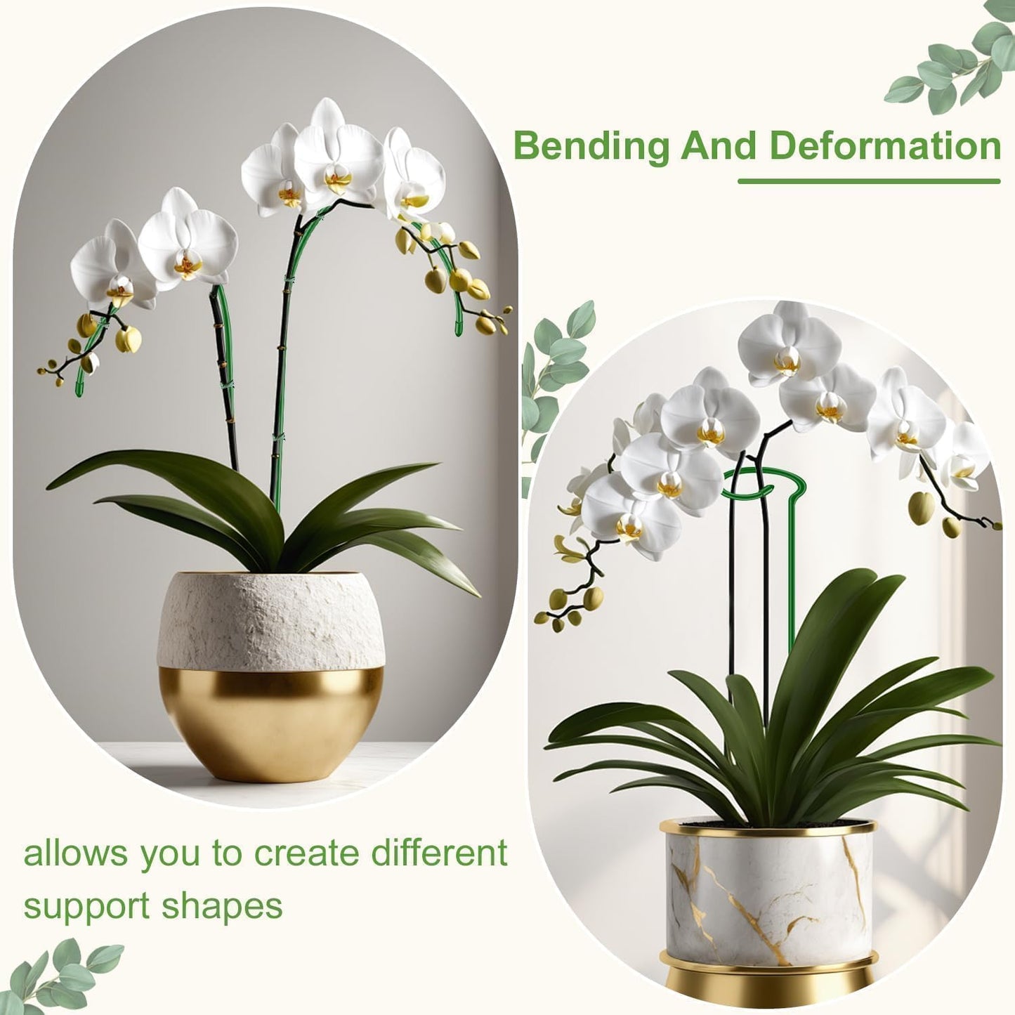 Invisible Plant Support Stakes Bendable 17.7 Inch SupKing 15Pcs Small Plant Sticks Orchid Stakes Green Stem Metal Support Pole Rods for Garden Indoor Outdoor Potted Plants Peony Rose,Comes 20Pcs Ties