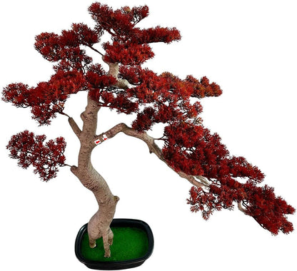 3ft（43in） Artificial Bonsai Tree Juniper Faux Plants Indoor Big Fake Plants Decor with Ceramic Pots for Home Table Office Desk Bathroom Shelf Bedroom Living Room Farmhouse Decorations (Red)