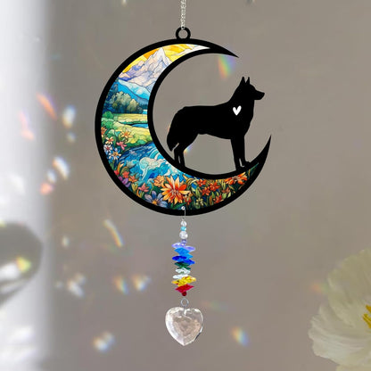 Husky Suncatcher, Personalized Pet Loss Gift with Name & Date, Heart-Shaped Crystal Sun Catcher, Dog Remembrance Sympathy Rainbow Maker for Window & Garden
