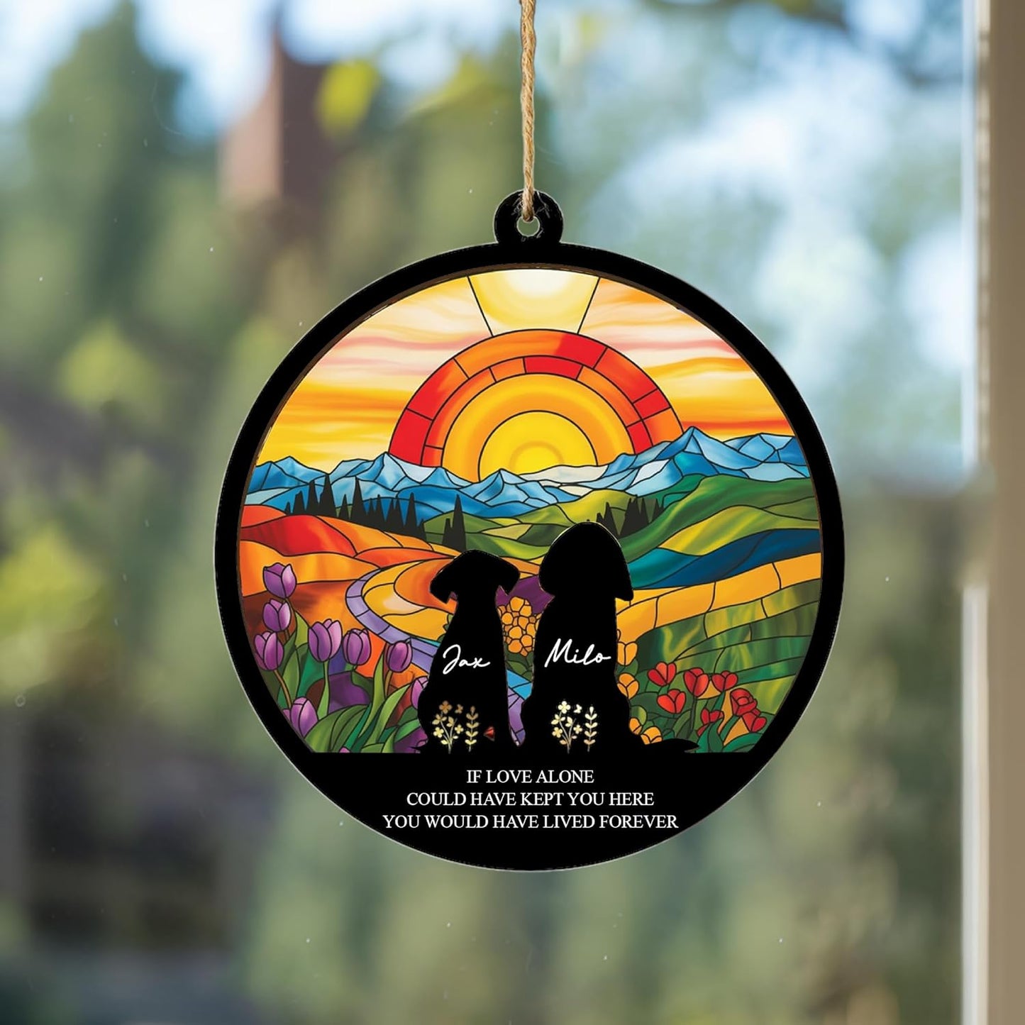 Personalized Dog Memorial Ornament with Name & Breed, Custom Pet Loss Gift, in Loving Memory Pet SunCatcher, Sympathy Gifts for Dog Lovers, Rainbow Window Decoration