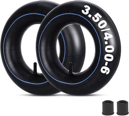 RUTU 4.00-6 Tube 4.10/3.50-6 Heavy Duty Inner Tube with TR13 Straight Valve Stem Replacement for Go Kart Wheelbarrow ATV Lawn Mower Hand Truck Snow Blowers Gorilla Cart 2 Pack