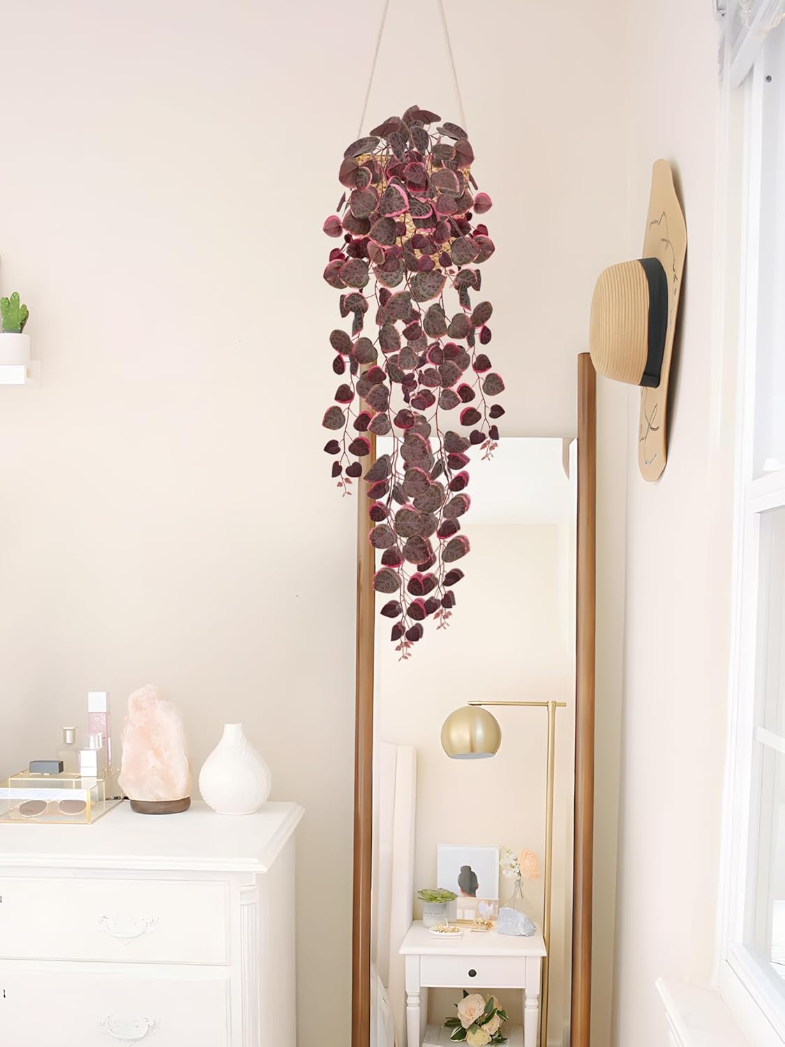 Briful 3 Pack Fake Hanging Plant 39.3" Artificial Hanging String of Hearts Plant Faux Trailing Vine with Heart-Shaped Leaves Lush Cascading Fake Plants for Home Wall Shelf Indoor Outdoor Decor, Pink