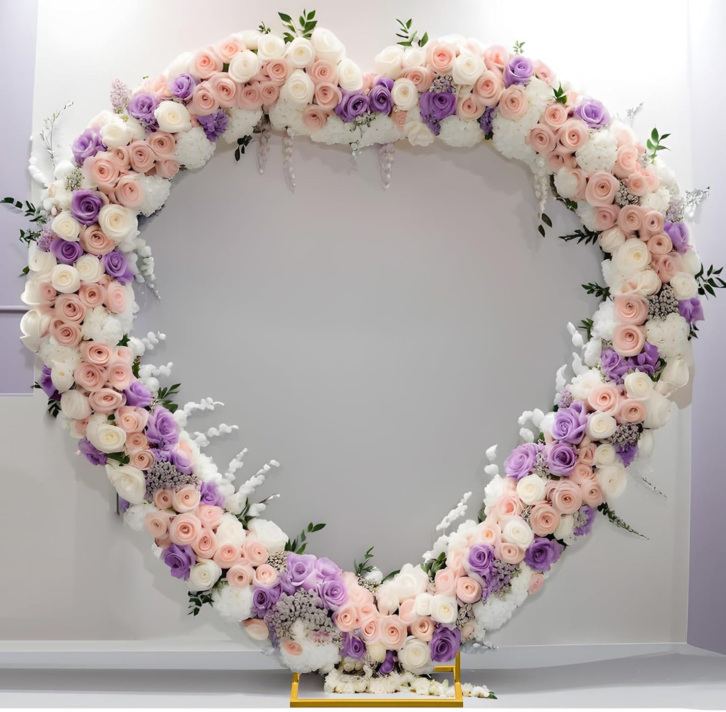 Heart Shape Wedding Metal Arch Backdrop Gold Flower Balloon Arbors Stand for Wedding Birthday Party, Graduation Decorations and Baby Shower 2.2M