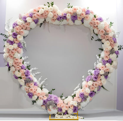 Heart Shape Wedding Metal Arch Backdrop Gold Flower Balloon Arbors Stand for Wedding Birthday Party, Graduation Decorations and Baby Shower 2.2M
