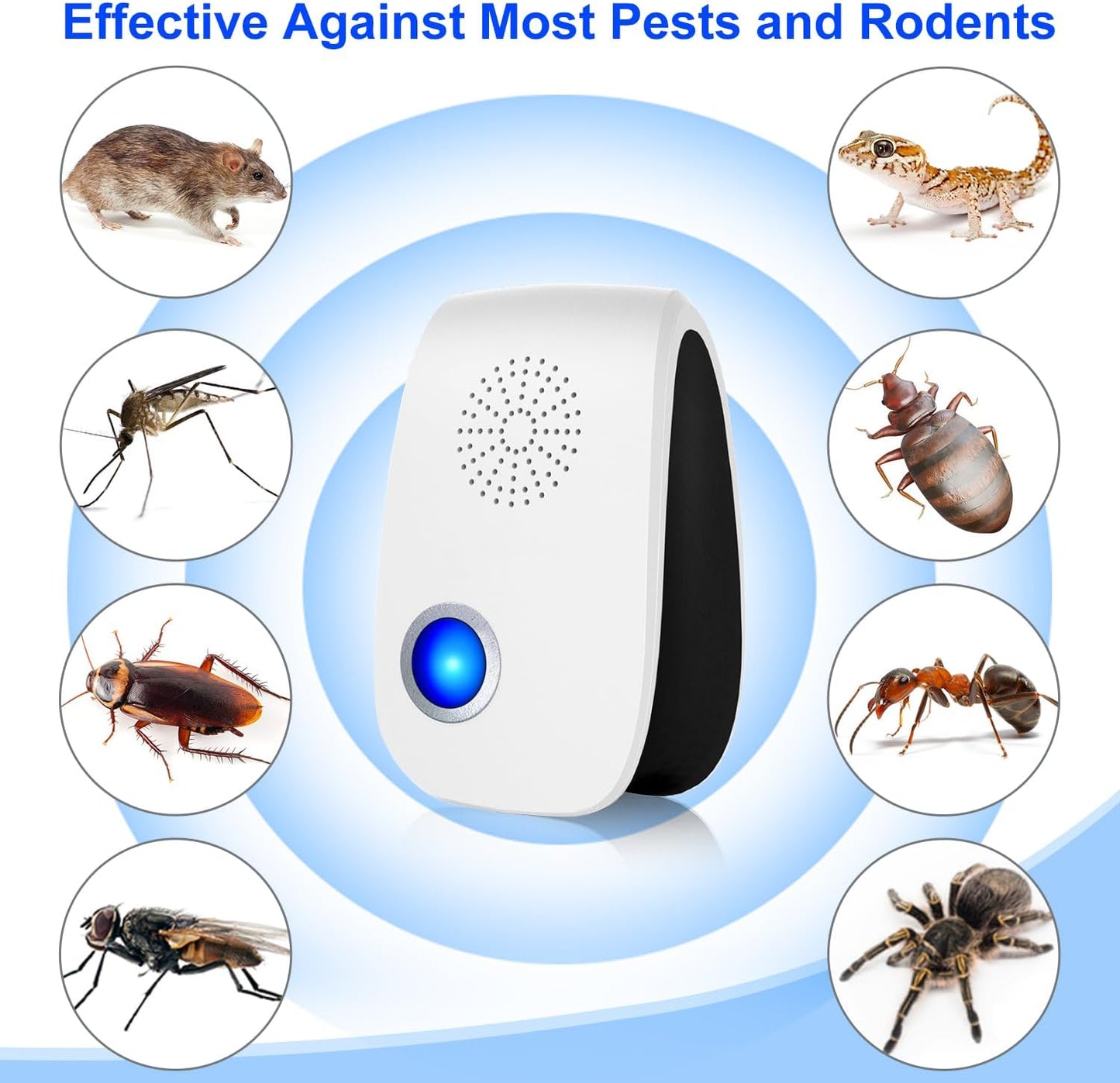 Upgraded Ultrasonic Repellent, Indoor Pest Repellent, Electronic Plug in Pest Control for Roach, Ant, Rodent, Mouse, Bugs, Mosquito, Spider Repellent for House, Garage, Warehouse (12 Packs)