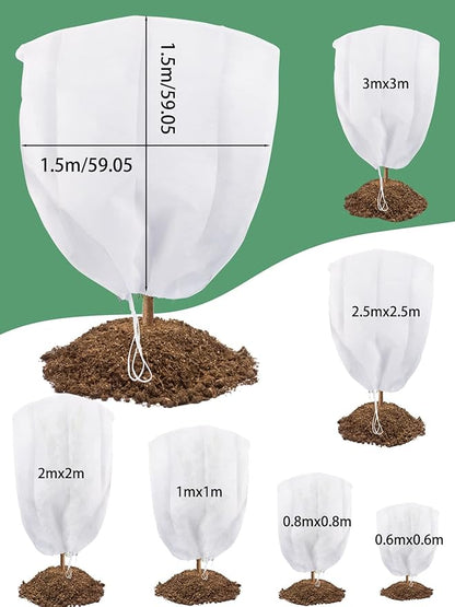 Abimars Thicker Plant Covers Freeze Protection Jacket 2.36 oz/yd², 5'x5' Reusable Winter Plant Covers with Drawstring & Zipper, 2 Pack Light, Porous Fabric for Plant Breathing