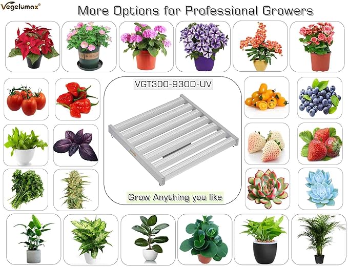 300Watt LED Grow Lamp UV IR Full Spectrum 4x4 5x5ft Coverage Grow Light Bar with 1092pcs Diodes 7 Bars Led Plant Growing Lamp for Vertical Farming Commercial Dimmable, Easy Installation