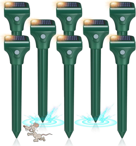 Mole Repellent Solar Powered, 8 Pack Ultrasonic Snake Repellent Outdoor, Waterproof Ultrasonic Mole