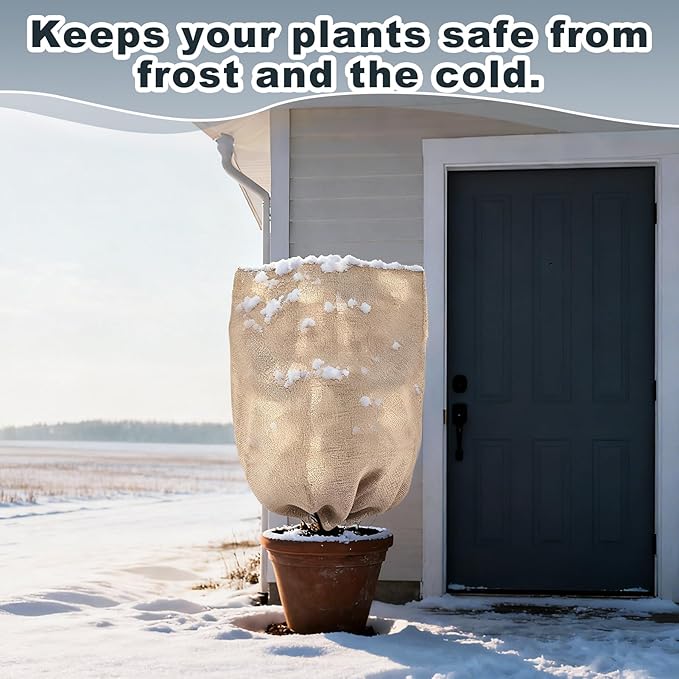ANPHSIN urlap Plant Covers Freeze Protection for Patio Winterizing - 40"×47" Large Winter Frost Protector with Drawstring, Reusable Tree Freeze Blanket for Garden Bushes