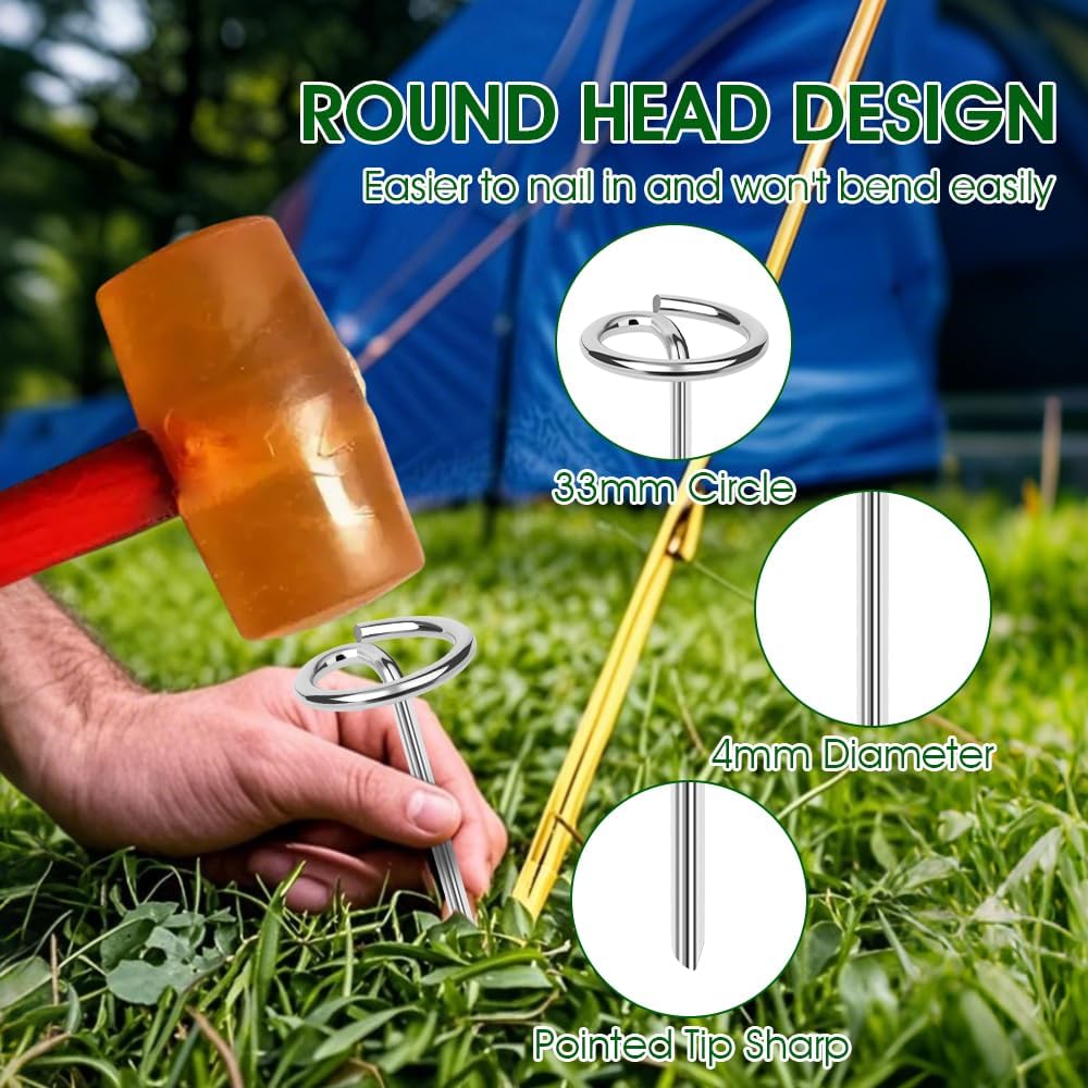 200pcs Landscape Fabric Pins, Bold 8 Gauge Galvanized Steel Garden Staples, Tent Stakes Landscape Fabric Staples Yard Stakes for Decoration Weed Barrier (6in X 200)