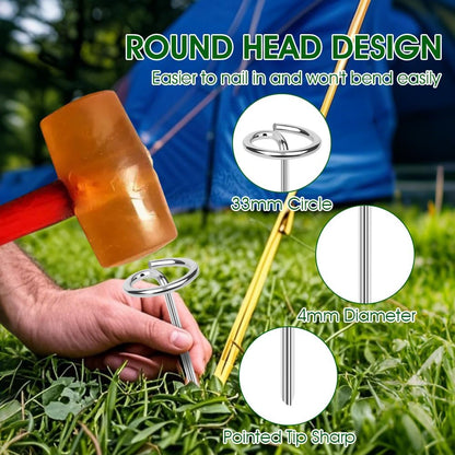 120pcs Landscape Fabric Pins, Bold 8 Gauge Weed Barrier Garden Staples Stakes Galvanized Steel, Landscape Fabric Staples Tent Stakes Yard Stakes (120 X 6in)