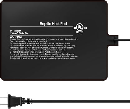 Simple Deluxe 6X8 Inch 8W Reptile Heating Pad Electric Indoor Under Tank Terrarium Heating Mat Waterproof for Turtles, Lizards, Frogs, and Other Reptiles