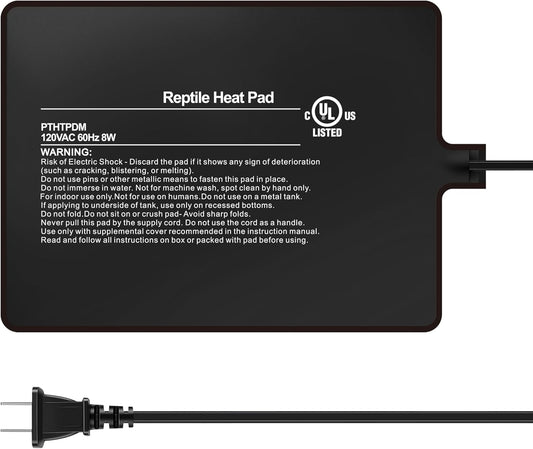 Simple Deluxe 6X8 Inch 8W Reptile Heating Pad Electric Indoor Under Tank Terrarium Heating Mat Waterproof for Turtles, Lizards, Frogs, and Other Reptiles