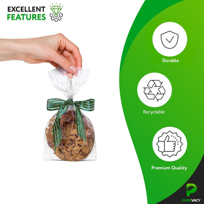 Gusseted Plastic Bags, 4 x 2 x 8 Inches. Pack of 1000 Clear Gusseted Poly Bags. 2 Mil Polyethylene Flat Bottom Bag with Side Gusset. Plastic Bread Bag. Clear Baggies for Treats