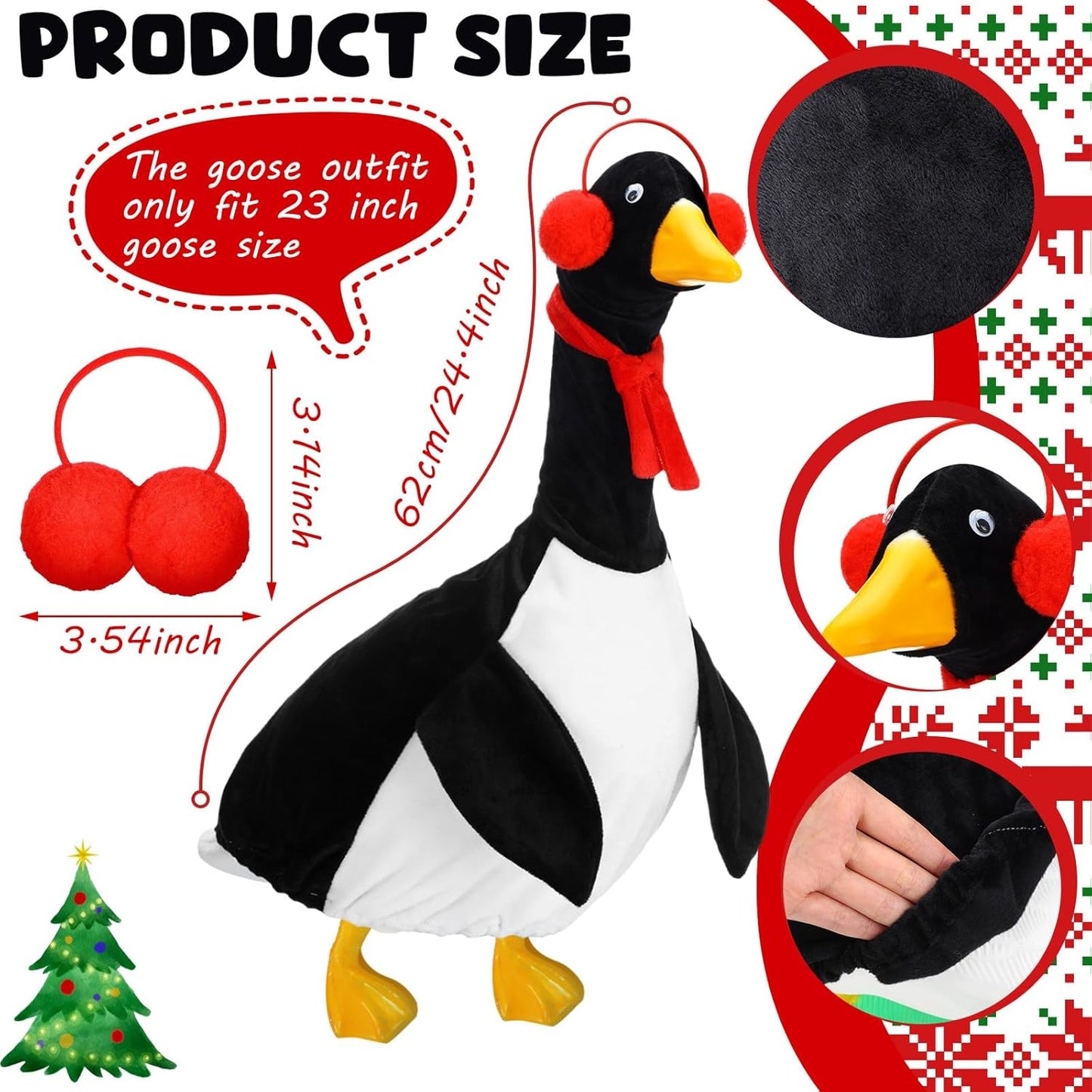 Outus Halloween Penguin Goose Outfits Funny Penguin Porch Goose Outfit 23 Inch Holiday Lawn Plastic Cement Geese Clothes for Halloween Christmas Yard Garden Outdoor Decor