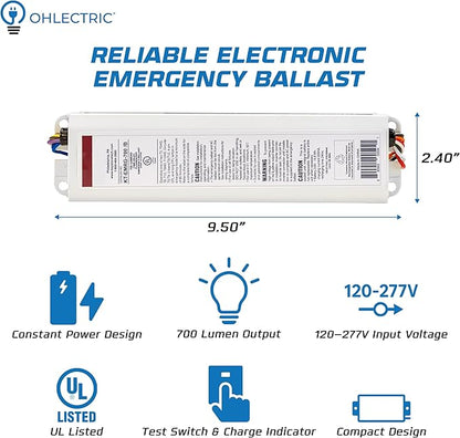 OHLECTRIC Emergency Ballast Replacement for PS600QD MVOLT - 700 Lumen Output - 90-Minute Backup for
