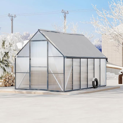 Greenhouse 8x16 FT Aluminum-Framed Heavy Duty Polycarbonate with Quick Setup Structure and Roof Vent Large Enhanced Outdoors Green House Kit