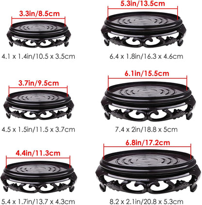 Hapivida Plant Stand, 6.1in Round Plant Riser Flower Pot Display Stand Plant Rack Holder Planter Tray Oriental Style Furniture Indoor Outdoor for Desktop Counter Room