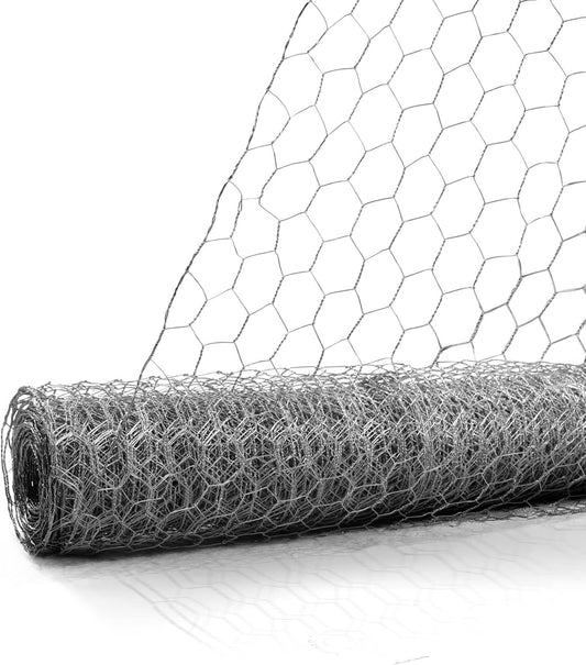 Fencer Wire 20 Gauge Chicken Wire Fence, Galvanized Poultry Hexagonal Netting Crafting, Chicken Coops & Rabbit Rodent Cage, 1-Inch Hex Grid (3 ft. x 25 ft.)
