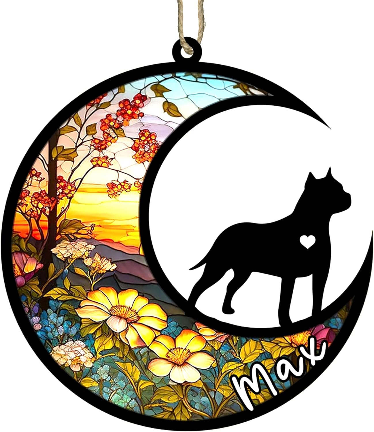 Personalized Dog Memorial, Custom Name American Staffordshire Terrier Dog Christmas Ornament, Custom Breeds, Pet Loss Light Catcher, Gifts for Lovers Loss of Pet Sympathy on Mothers Day Christmas