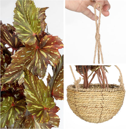 Large Fake Hanging Plants in Pot for Indoor & Outdoor, Long Artificial Hanging Pothos Plants Red, 27.6" Fake Potted Vines Ivy Greenery Plant for Room Wall Shelf Decor Living Room Patio Porch
