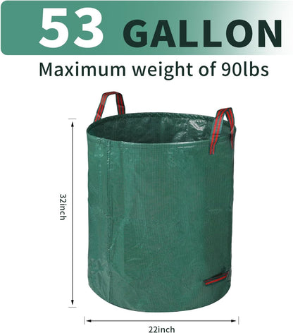 2 Pack Yard Waste Bags 53 Gallon Lawn and Leaf Bags, Reusable Heavy Duty Garden Bags for Collecting Leaves, Waste Container for Clean Up Outdoor Debris Leaves Grass Clippings