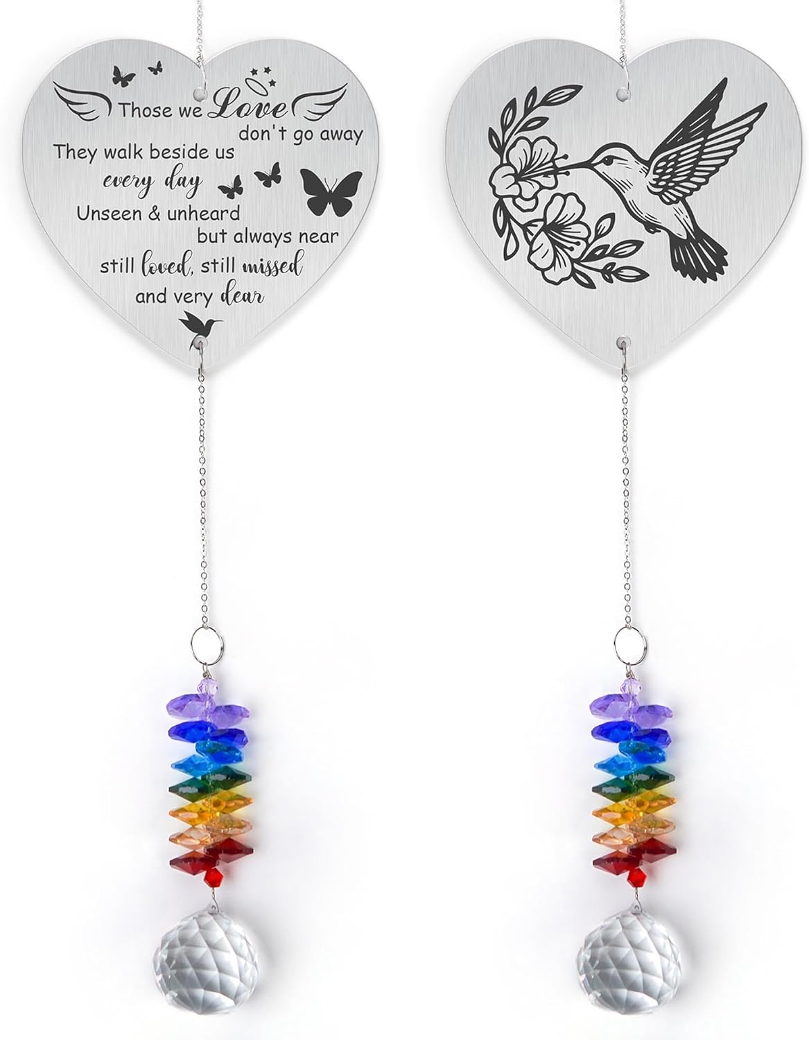 Memorial Suncatcher Ornament - Those we Love Don't go Away - Sympathy Gift for Loss of Loved One - Crystal Rainbow Maker - Bereavement Hanging Crystal Decor - Loss of Mom Dad Friend Pet