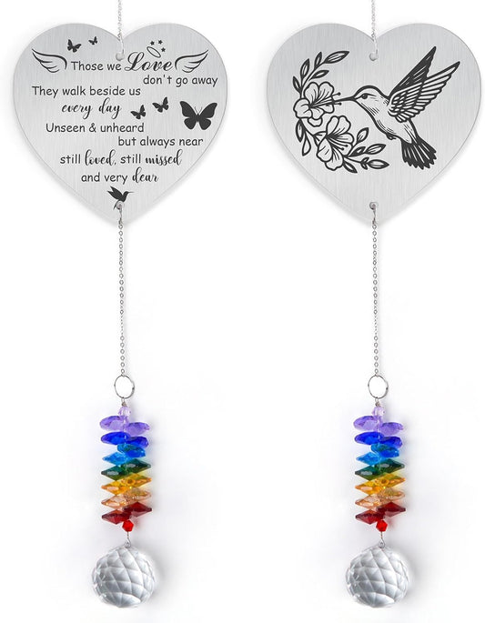 Memorial Suncatcher Ornament - Those we Love Don't go Away - Sympathy Gift for Loss of Loved One - Crystal Rainbow Maker - Bereavement Hanging Crystal Decor - Loss of Mom Dad Friend Pet