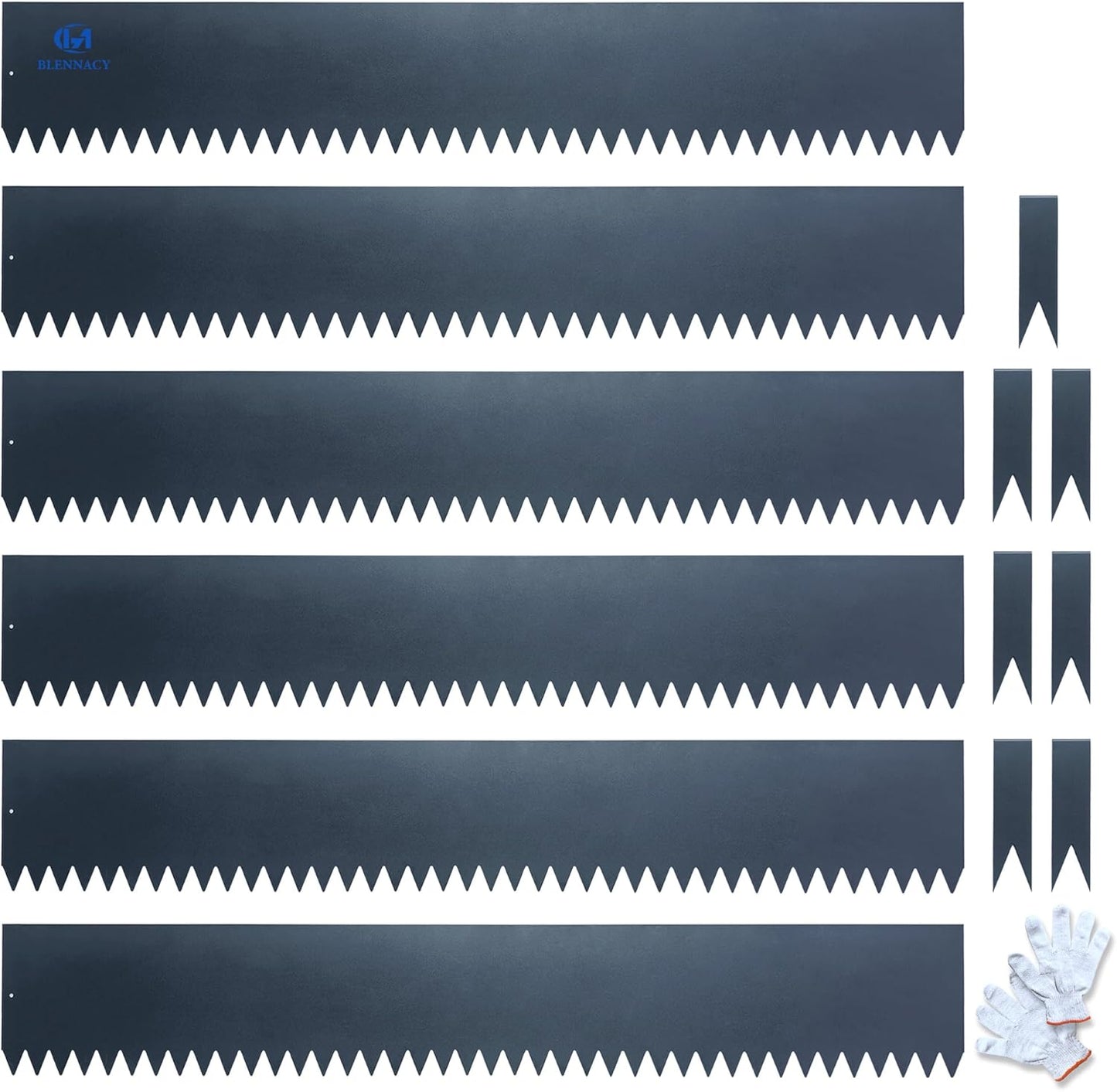 Metal Landscape Edging 6 Pack 40" L x 6" H,Galvanized Bendable Metal Garden Edging,Hammer- in Steel Landscape Edging with a Pair of Gloves and 7 Clips,Navy Blue (20 FT Total)