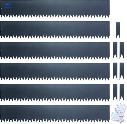 Metal Landscape Edging 6 Pack 40" L x 6" H,Galvanized Bendable Metal Garden Edging,Hammer- in Steel Landscape Edging with a Pair of Gloves and 7 Clips,Navy Blue (20 FT Total)
