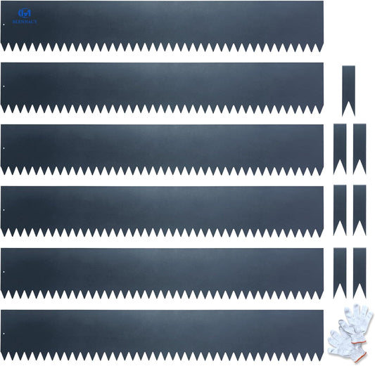 Metal Landscape Edging 6 Pack 40" L x 6" H,Galvanized Bendable Metal Garden Edging,Hammer- in Steel Landscape Edging with a Pair of Gloves and 7 Clips,Navy Blue (20 FT Total)