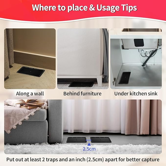 LULUCATCH Mouse Traps Indoor for Home 10 Pack, Bulk Sticky Traps with Peanut Butter Scent, Non-Toxic Rat Trap & Insect Catcher for Garage, Warehouse, Glue Board for Mice, Lizard, Cockroach & Spiders