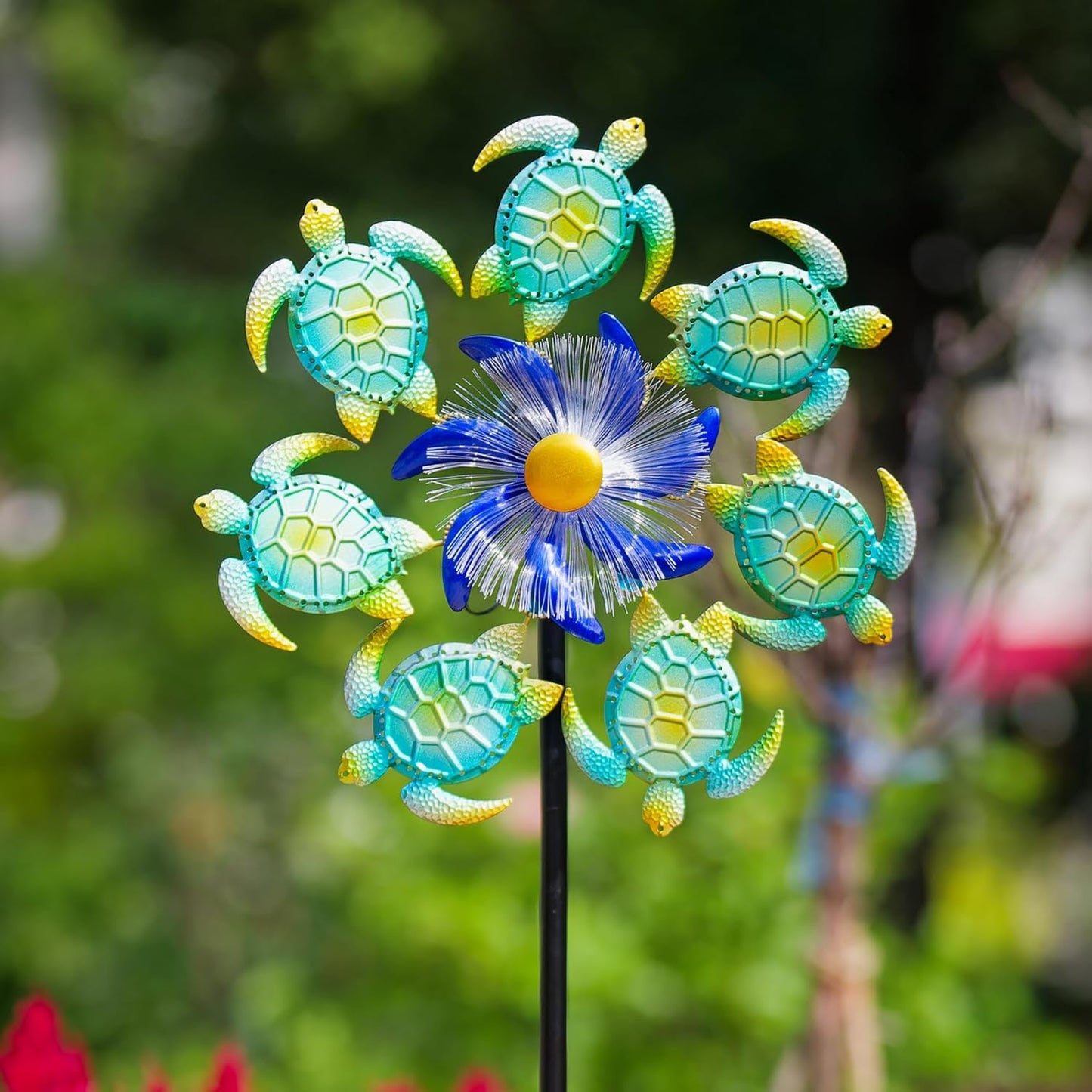51" Sea Turtle Solar Wind Spinner Outdoor,Ocean Theme Garden Wind Spinners with LED Changing Light,Kinetic Windmill Decorative Turtle Decor Wind Sculpture for Yard,Patio,Lawn Unique Gifts