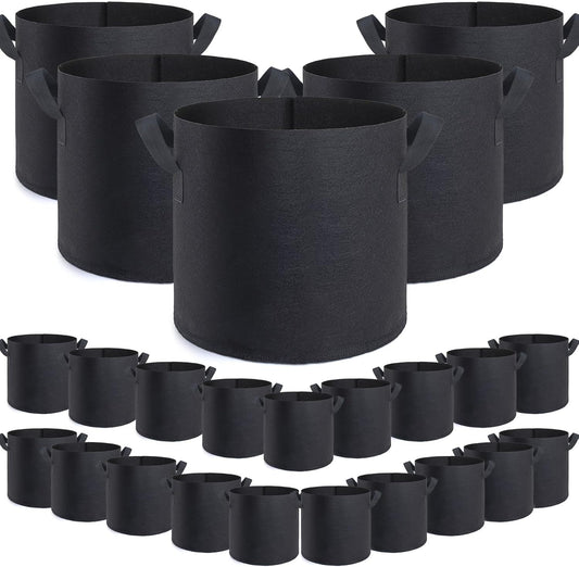 GROWTNT 7 Gallon Grow Bags 24 Pack,7 Gallon Fabric Pots,Garden Bags to Grow Vegetables,Planter Bag for Vegetables,Garden Pots with Two Handles.