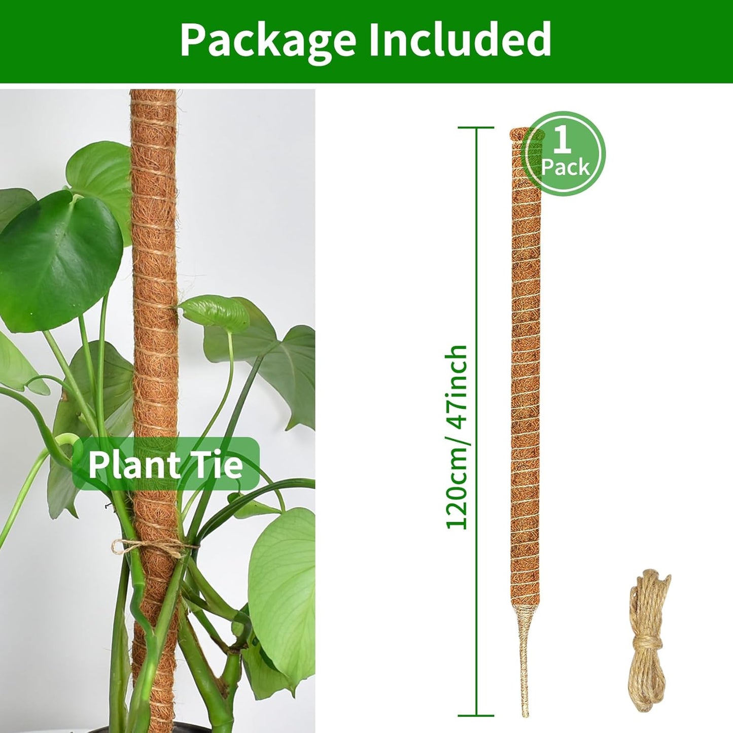 Moss Pole, 47-Inch Moss Poles for Plants Monstera,Bendable Plant Support Stakes for Climbing Plants Indoor, Garden Trellis Plant Stick for Potted Plants, Pothos Philodendron