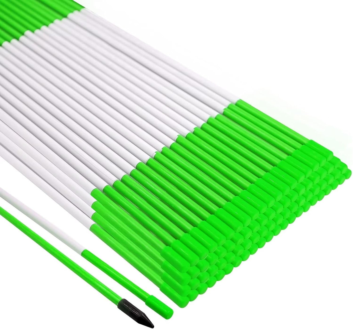 Growsun Driveway Marker 48 inch Green Fiberglass 5/16 inch Dia Snow Fence Reflective Plow Stakes for Yard Walkways Parking Lots Safety Rods Edge, 25 Pack