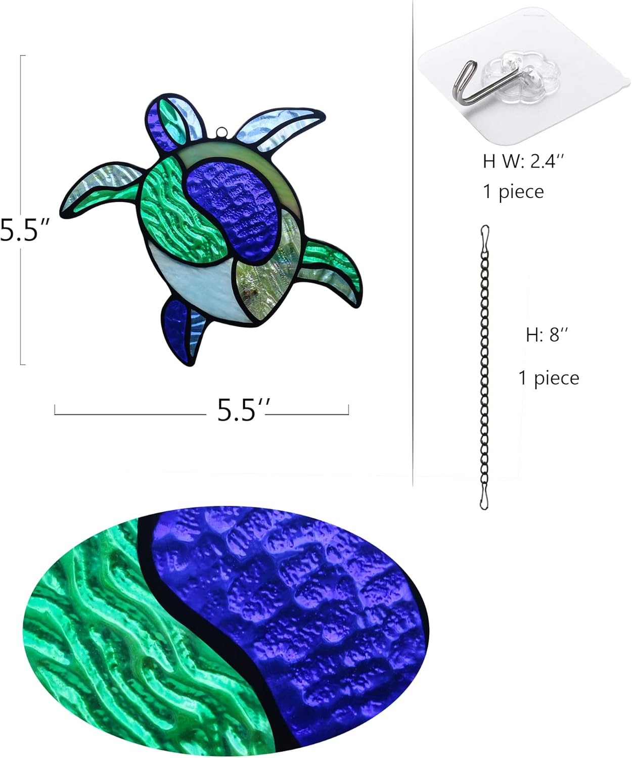 Sea Turtle Decor Stained Glass Window Hanging,Navy Turtle Suncatcher for Garden,Bathroom,Backyard and Living Room,Ocean Theme Party,Housewarming Party Decorations for Turtle Lovers …