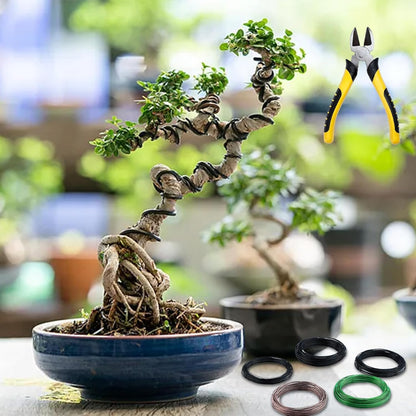 5 Roll Bonsai Wires, Anodized Aluminum Bonsai Training Wire with Wire Cutter, 3 Colors and 3 Sizes (1mm, 1.5mm, 2mm), Total 160 Feet, Aluminum Wires for Indoor Garden Small Trunks DIY Tools